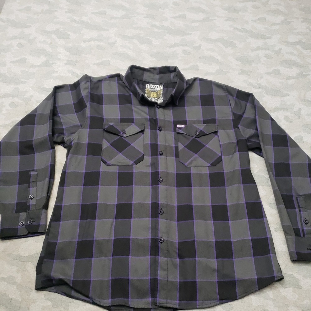 Dixxon Flannel Shirt Mens 2XL Gray The Gift Plaid D-Tech Long Sleeve Button Up